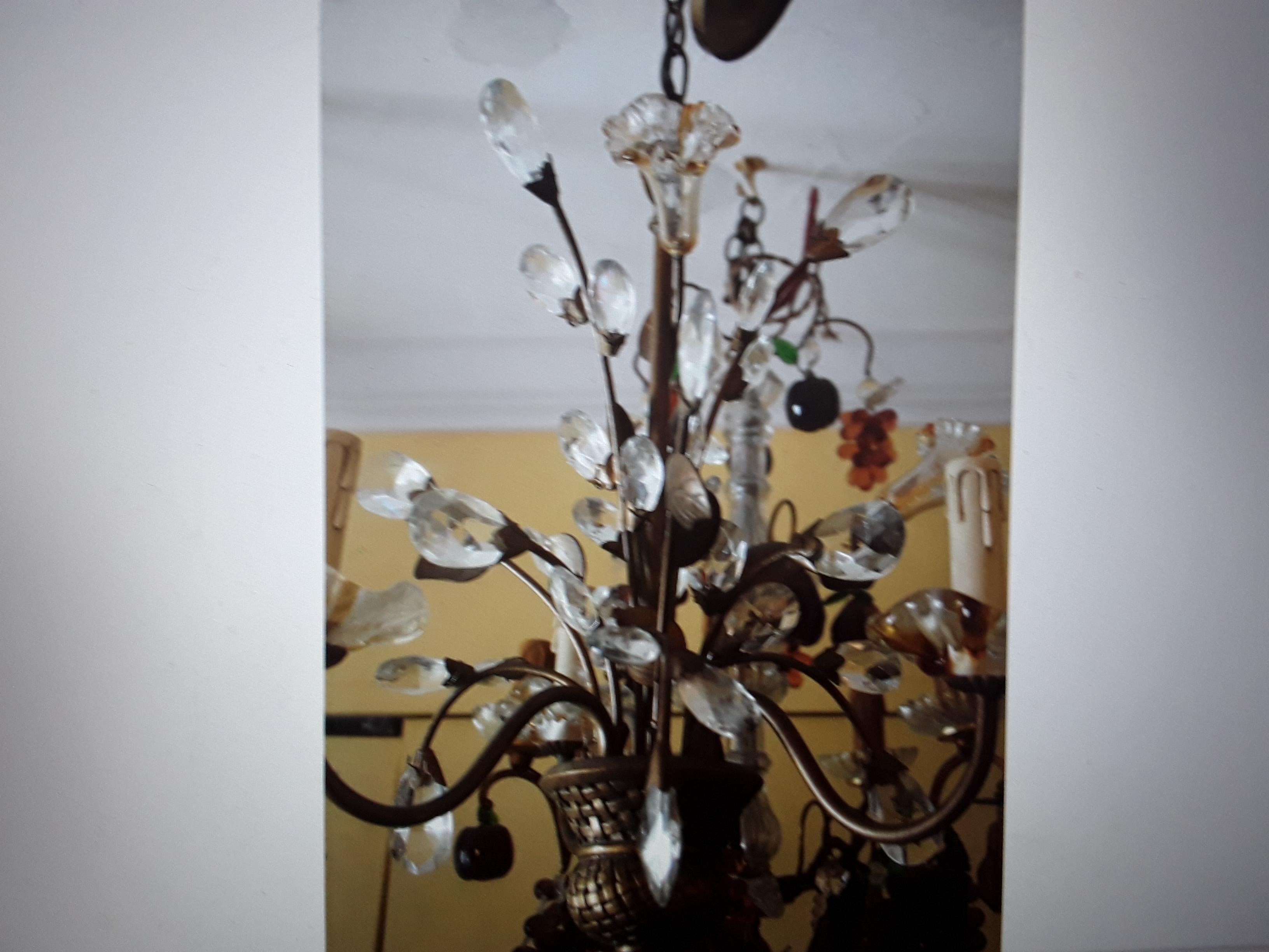 American 1940's Hollywood Regency Crystal Floral Bouquet Chandelier For Sale