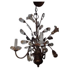 1940's Hollywood Regency Crystal Floral Bouquet Chandelier