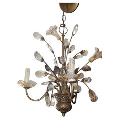 Lustre à bouquets floraux en cristal Hollywood Regency des années 1940