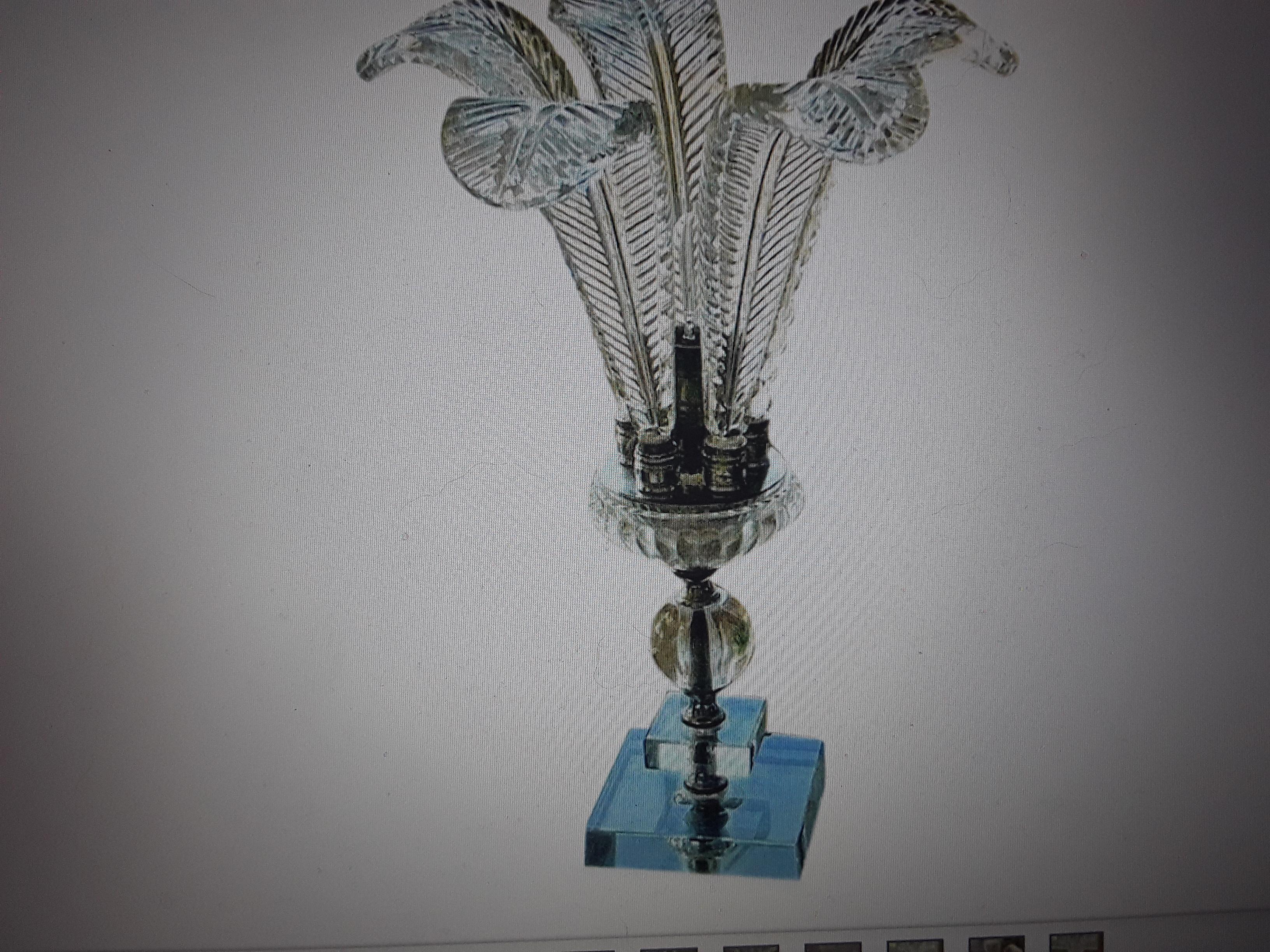 1940's Hollywood Regency Crystal Plume Feather Table Lamp. Beautiful collectable For Sale 6