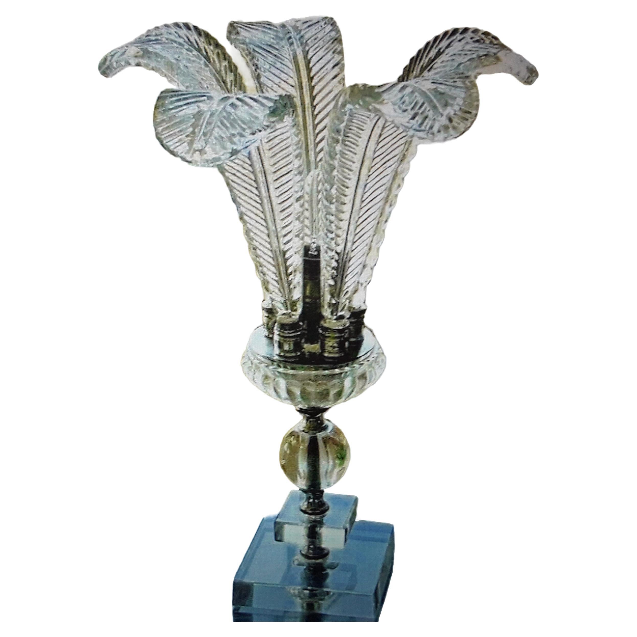 1940's Hollywood Regency Crystal Plume Feather Table Lamp. Beautiful collectable For Sale