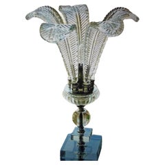 Lámpara de sobremesa de pluma de cristal Hollywood Regency de 1940. Precioso coleccionable