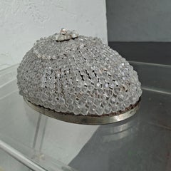 1940's Hollywood Regency Cut/ Beaded Crystal Flush Mount Sconce Fixture