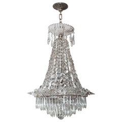 1940s Hollywood Regency Cut & Beveled Crystal Chandelier with Silvered Fittings