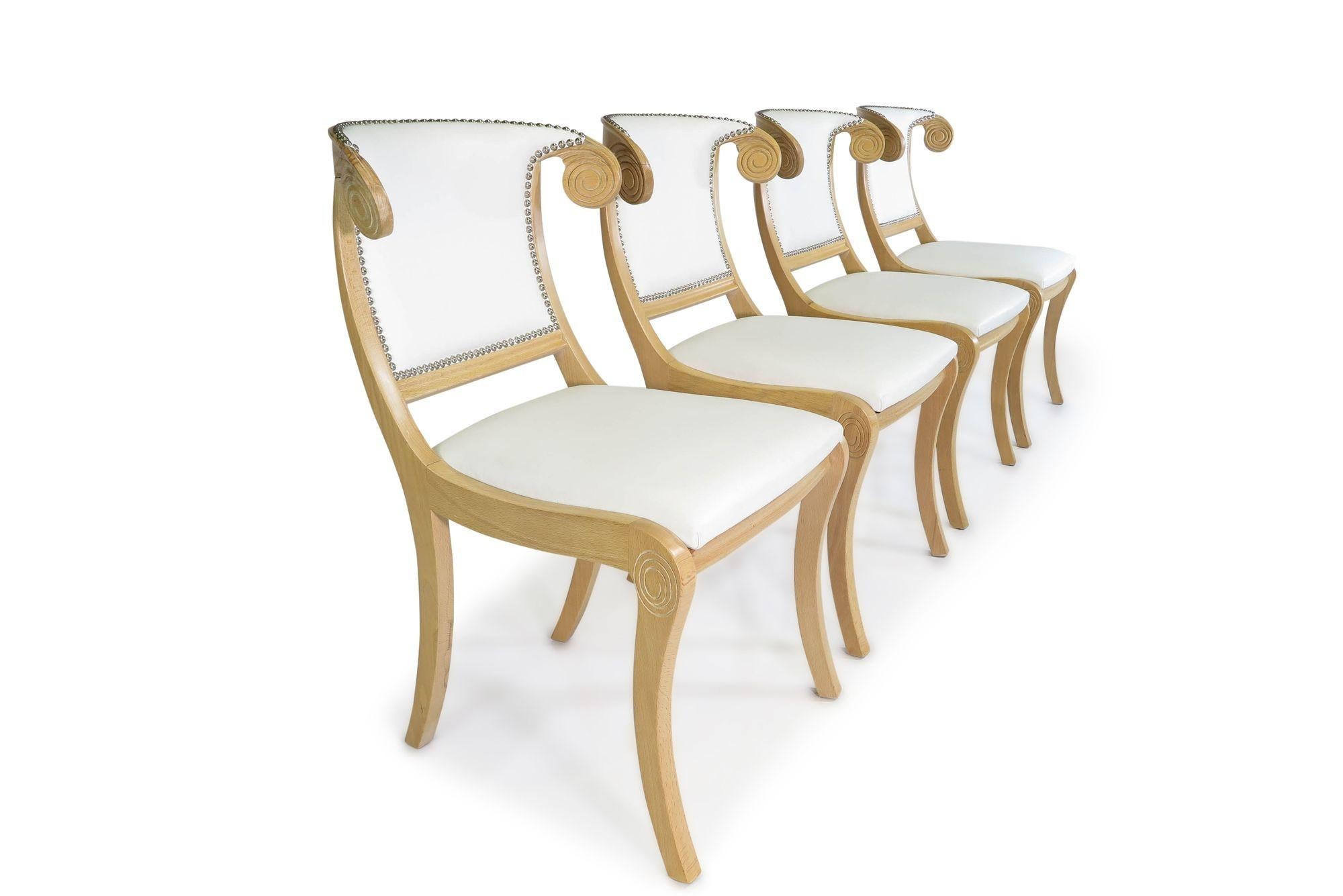 1940's Hollywood Regency Dining Chairs in White Leather 9