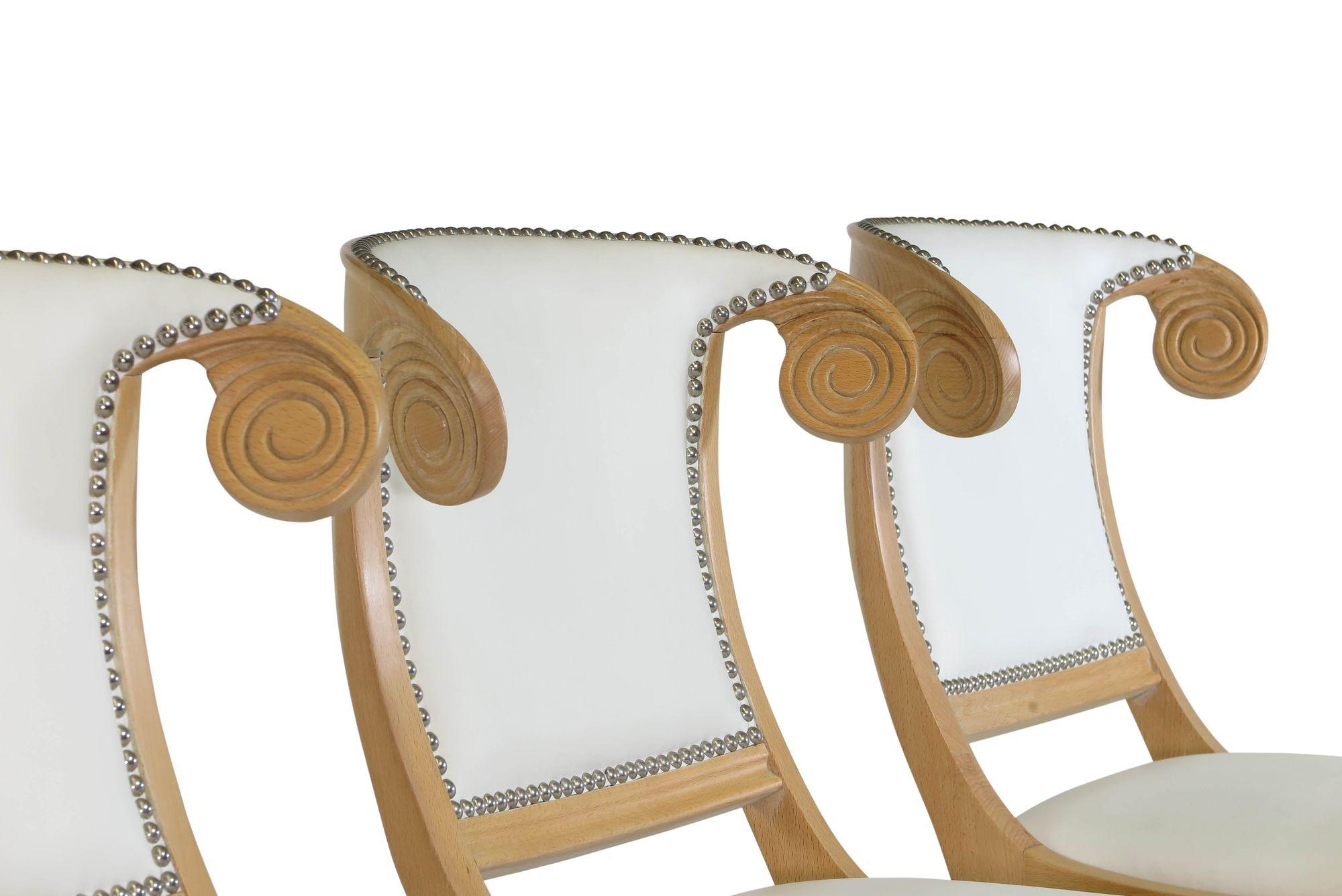 1940's Hollywood Regency Dining Chairs in White Leather 10