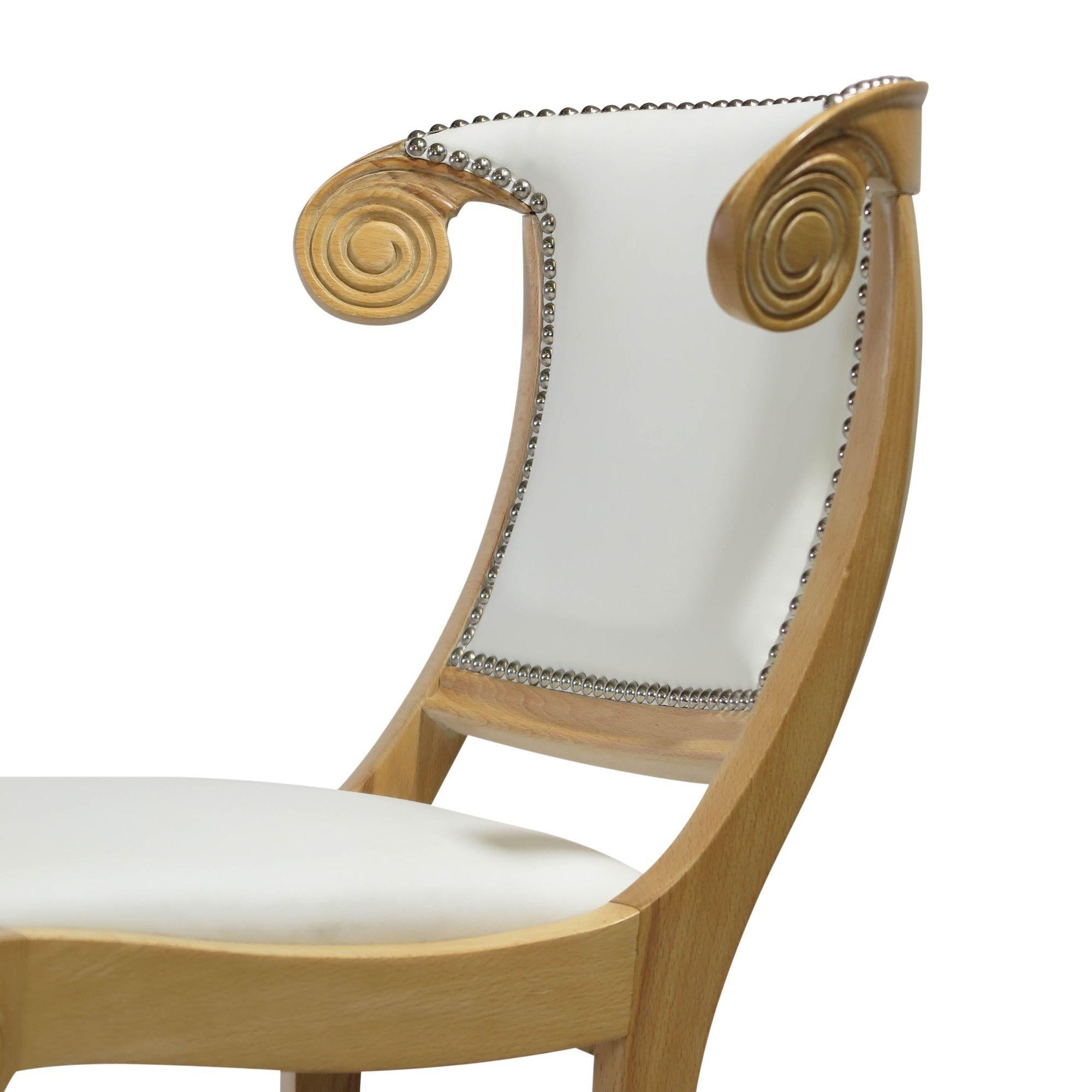 1940's Hollywood Regency Dining Chairs in White Leather 1