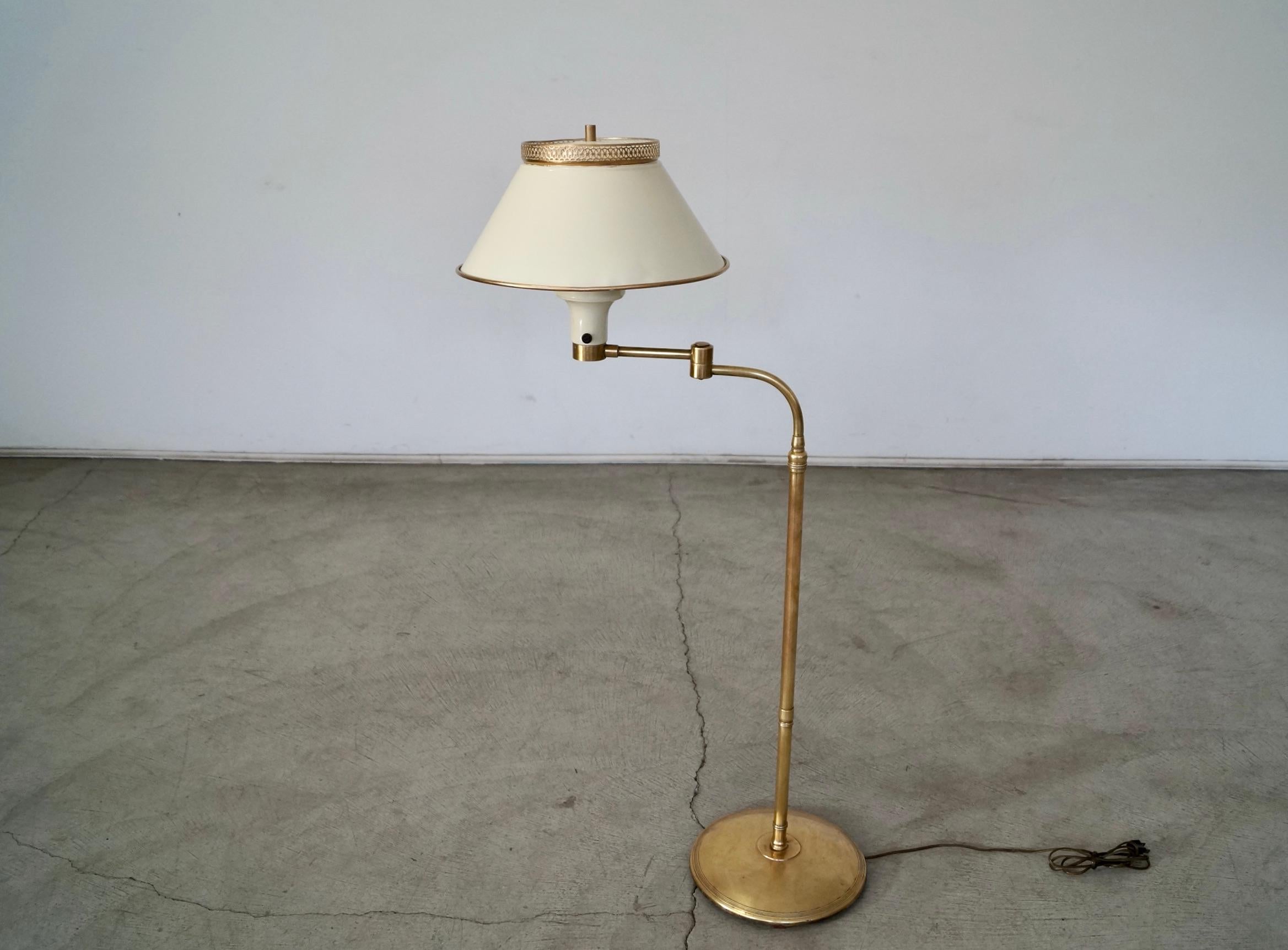 1940's Hollywood Regency Dorothy Draper Style Solid Brass Adjustable Floor Lamp For Sale 6
