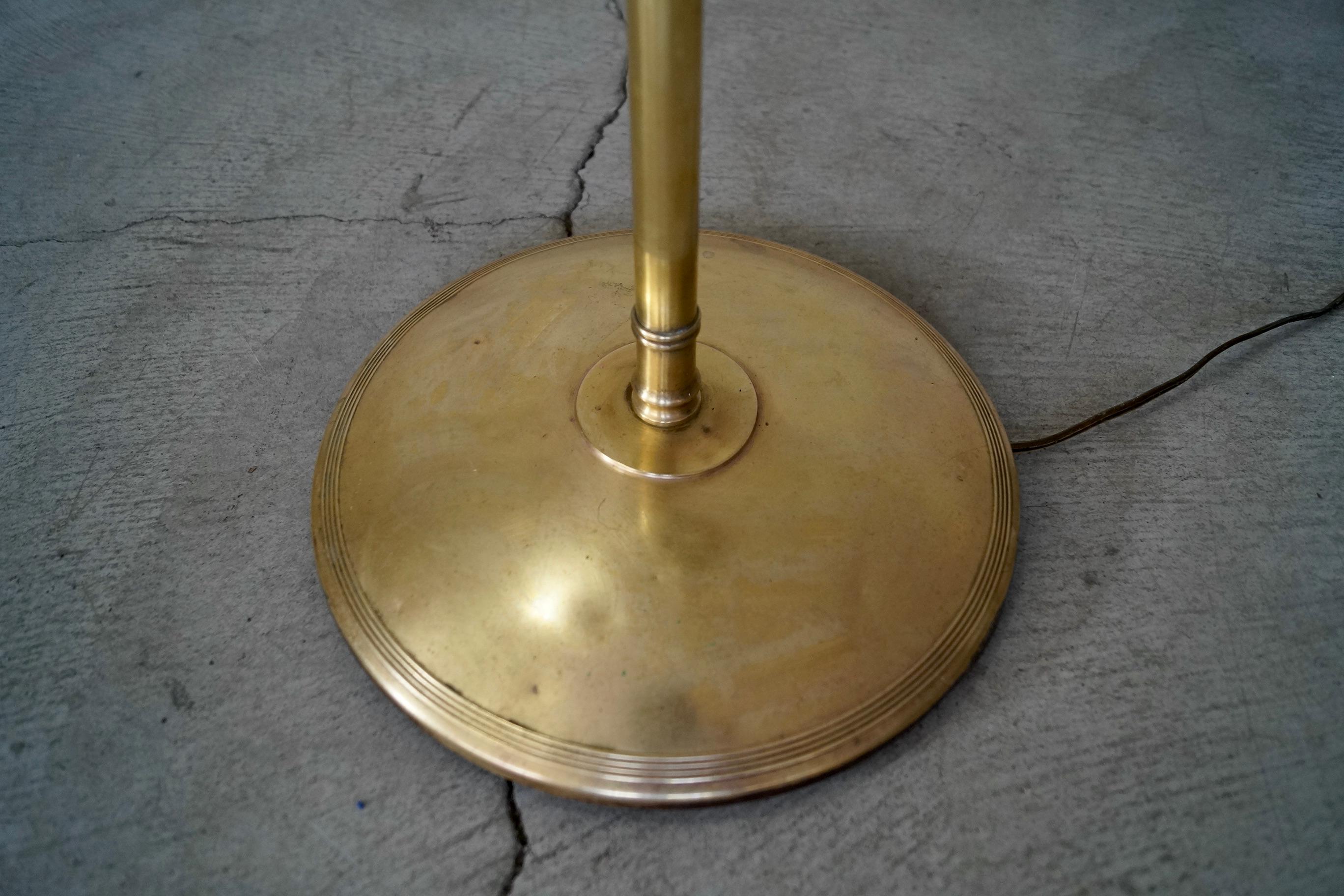 1940's Hollywood Regency Dorothy Draper Style Solid Brass Adjustable Floor Lamp For Sale 7