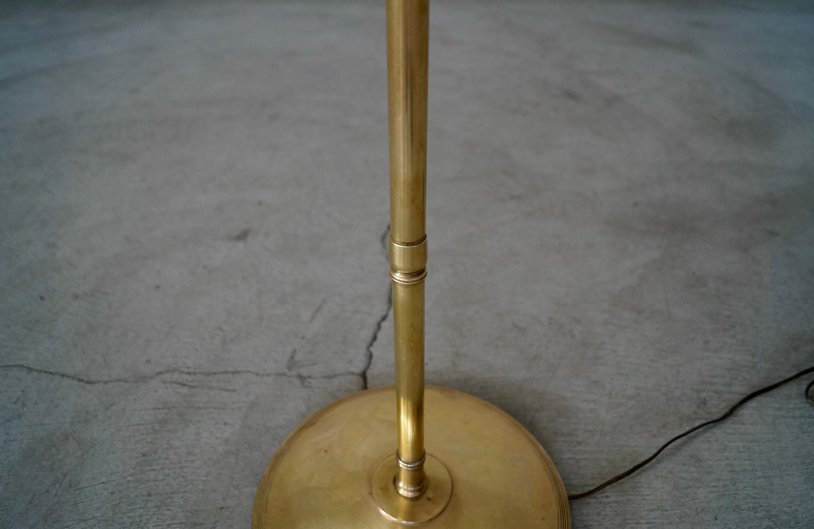 1940's Hollywood Regency Dorothy Draper Style Solid Brass Adjustable Floor Lamp For Sale 8