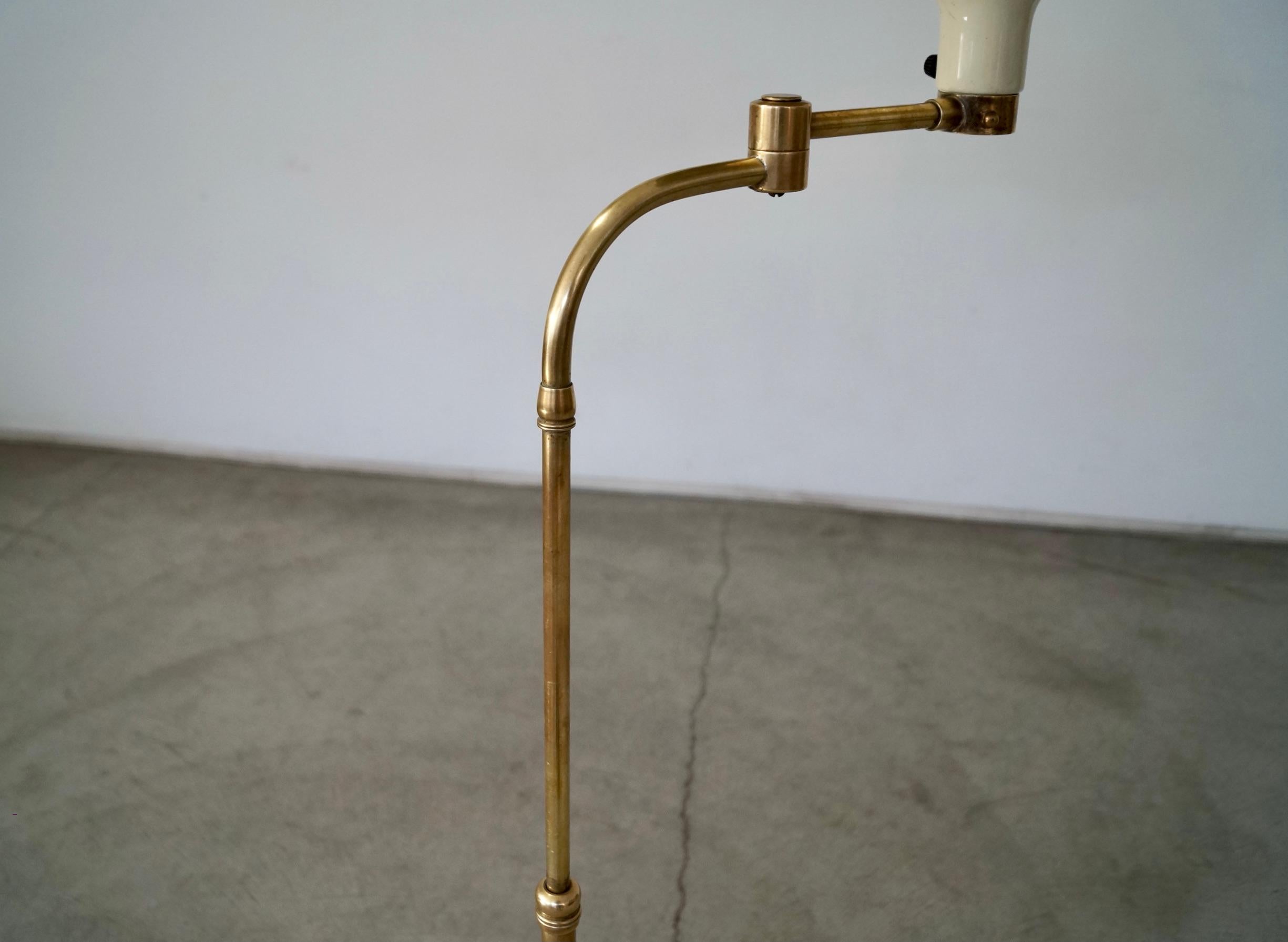1940's Hollywood Regency Dorothy Draper Style Solid Brass Adjustable Floor Lamp For Sale 9
