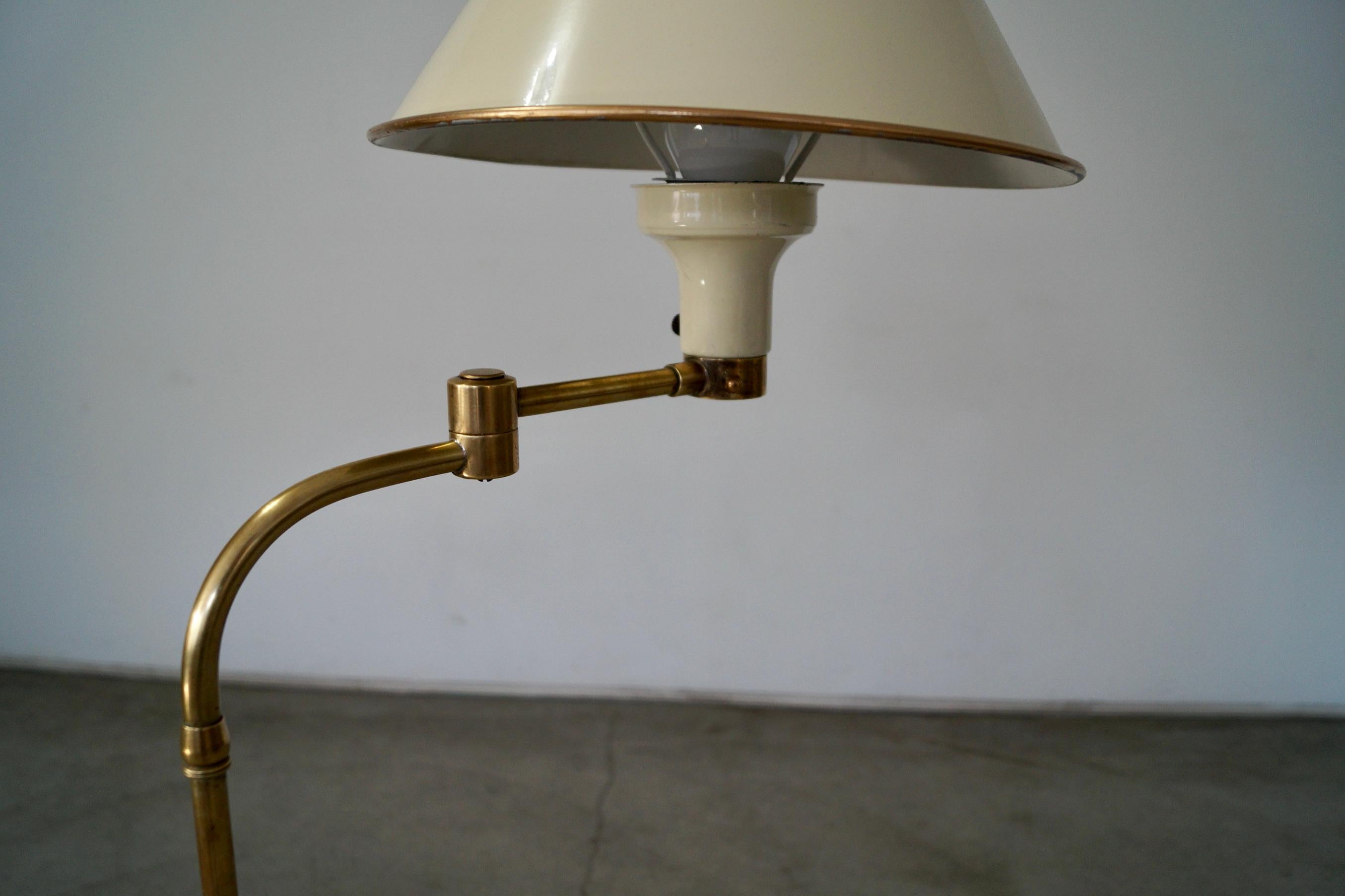 1940's Hollywood Regency Dorothy Draper Style Solid Brass Adjustable Floor Lamp For Sale 10