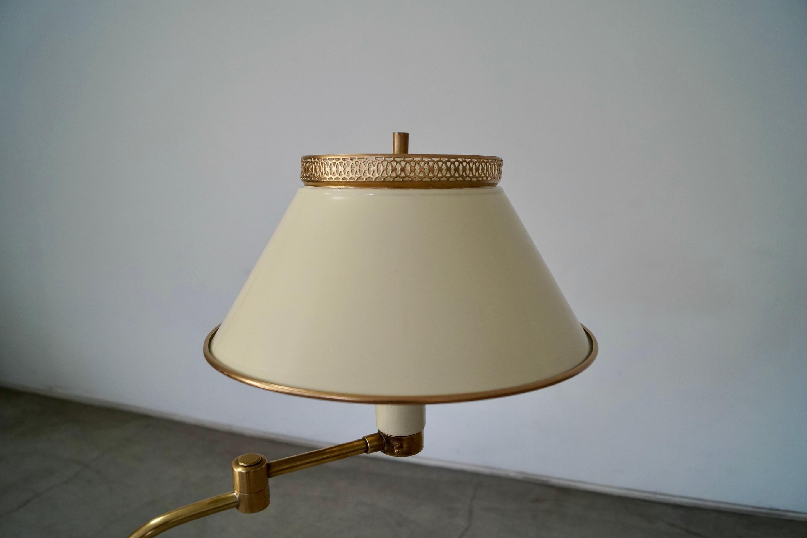 1940's Hollywood Regency Dorothy Draper Style Solid Brass Adjustable Floor Lamp For Sale 11