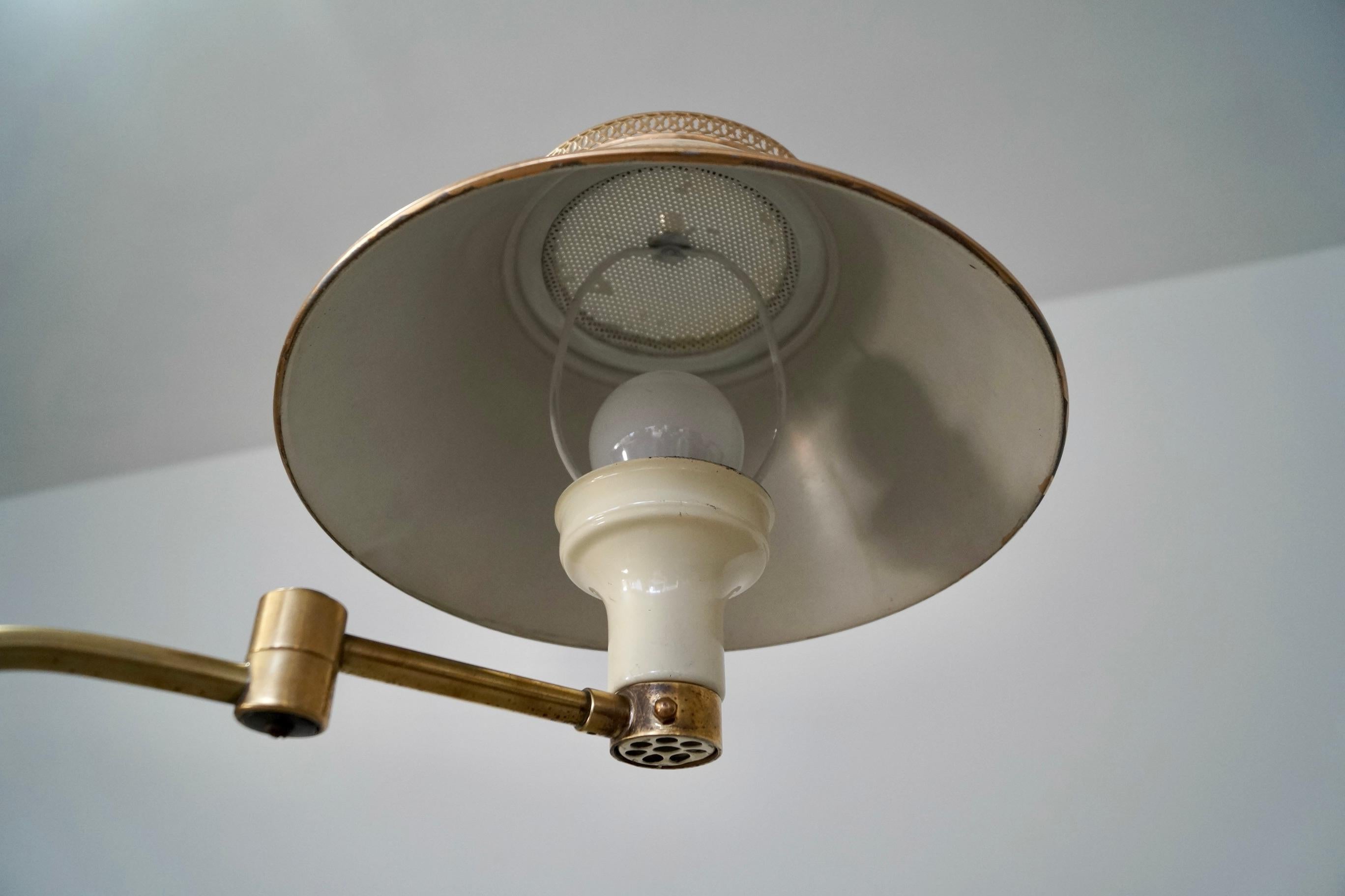 1940's Hollywood Regency Dorothy Draper Style Solid Brass Adjustable Floor Lamp For Sale 14