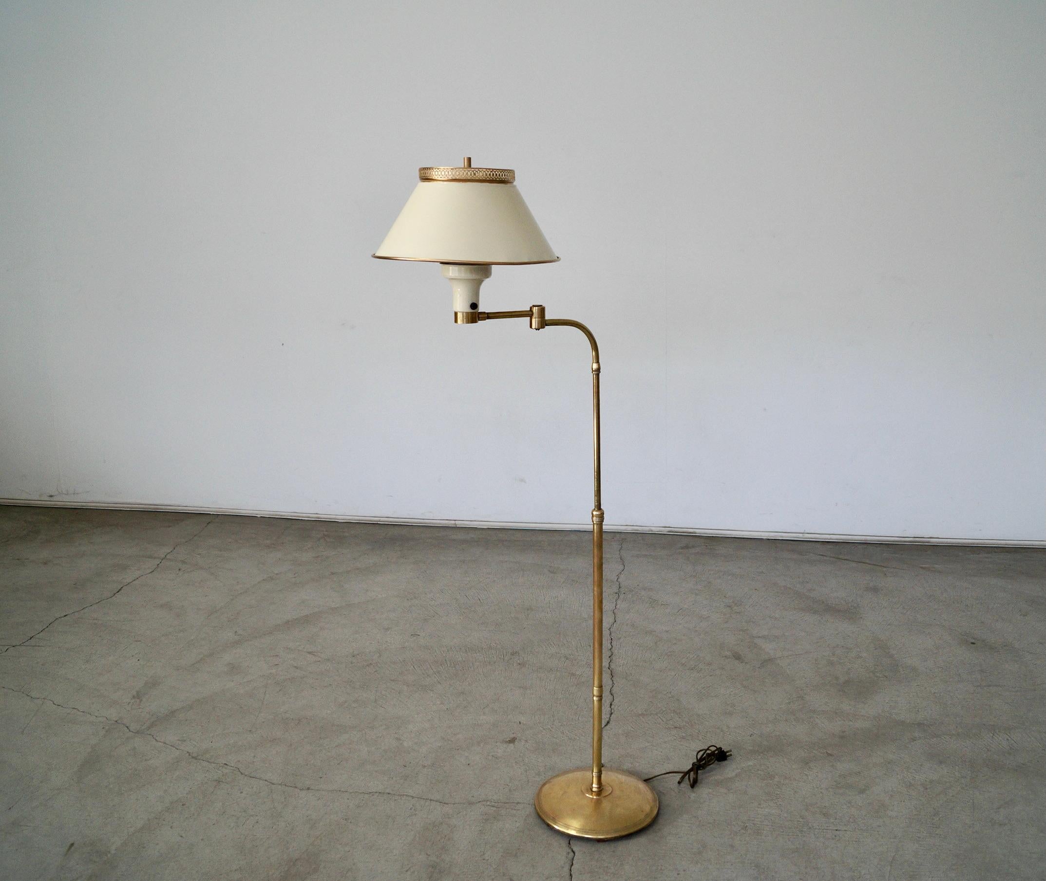 1940's Hollywood Regency Dorothy Draper Style Solid Brass Adjustable Floor Lamp For Sale 2