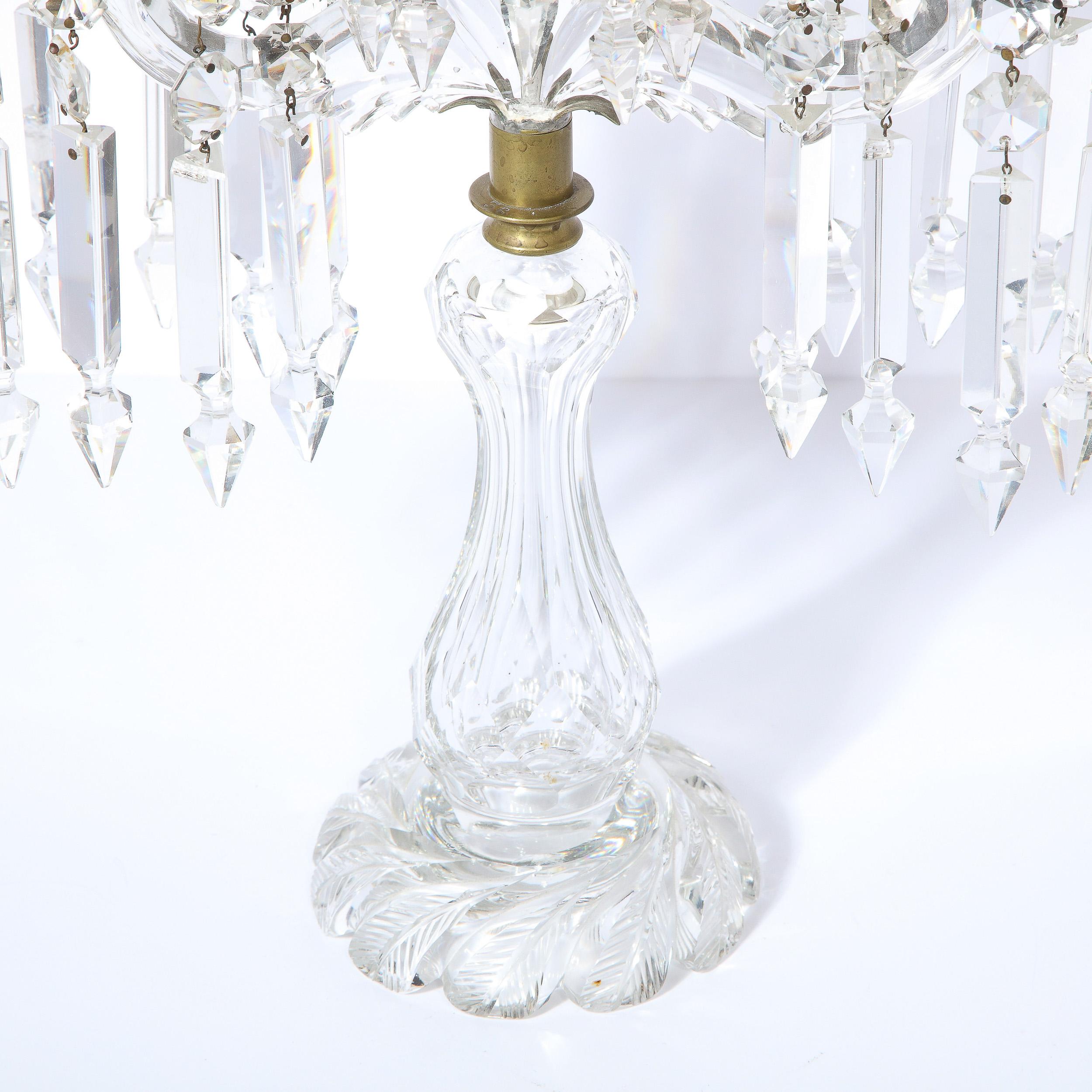 1940s Hollywood Regency Faceted Crystal & Silvered Bronze Girandole 9