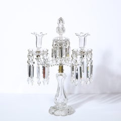 Girandole Hollywood Regency des années 1940 en cristal facetté et bronze argenté