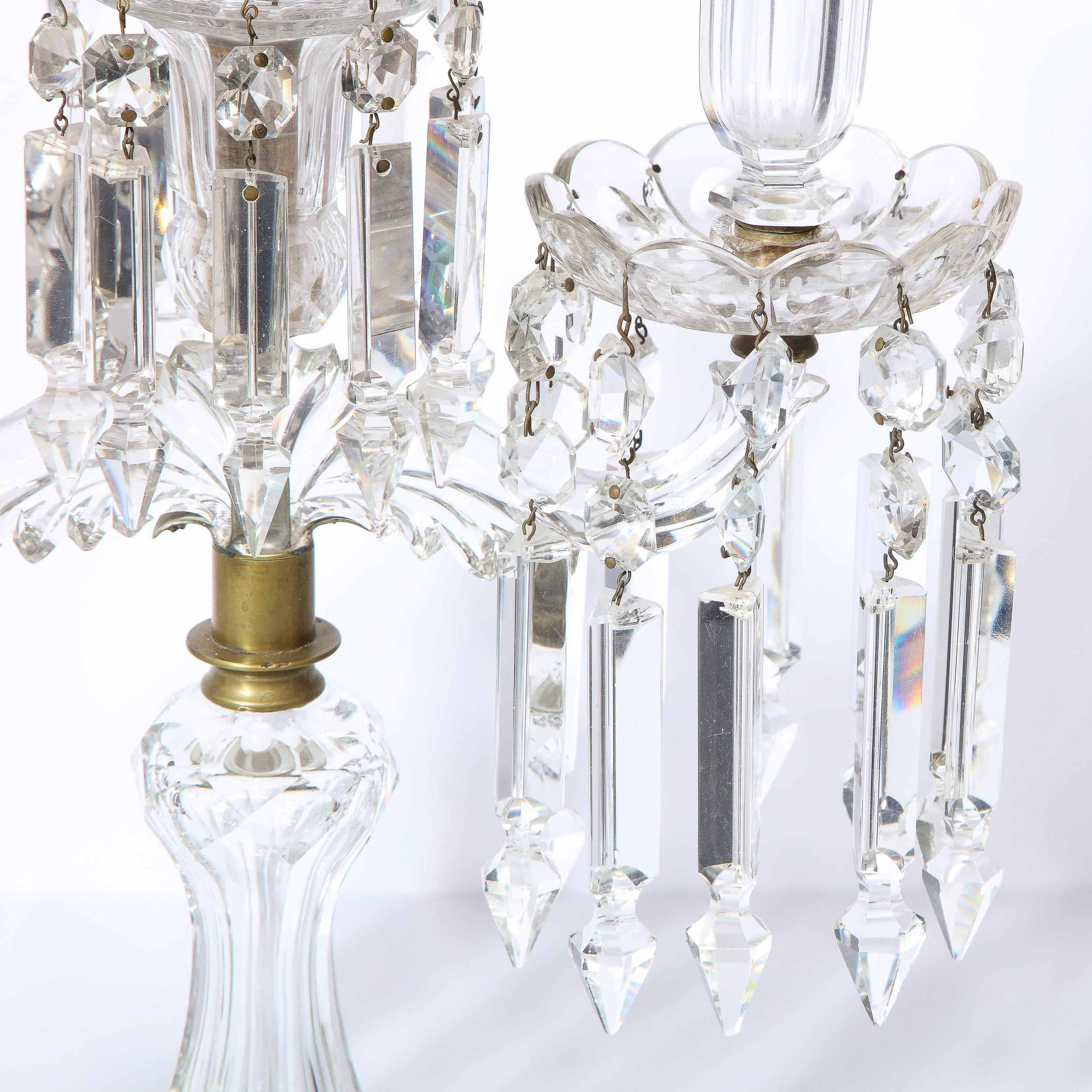 1940s Hollywood Regency Faceted Crystal & Silvered Bronze Girandole 1