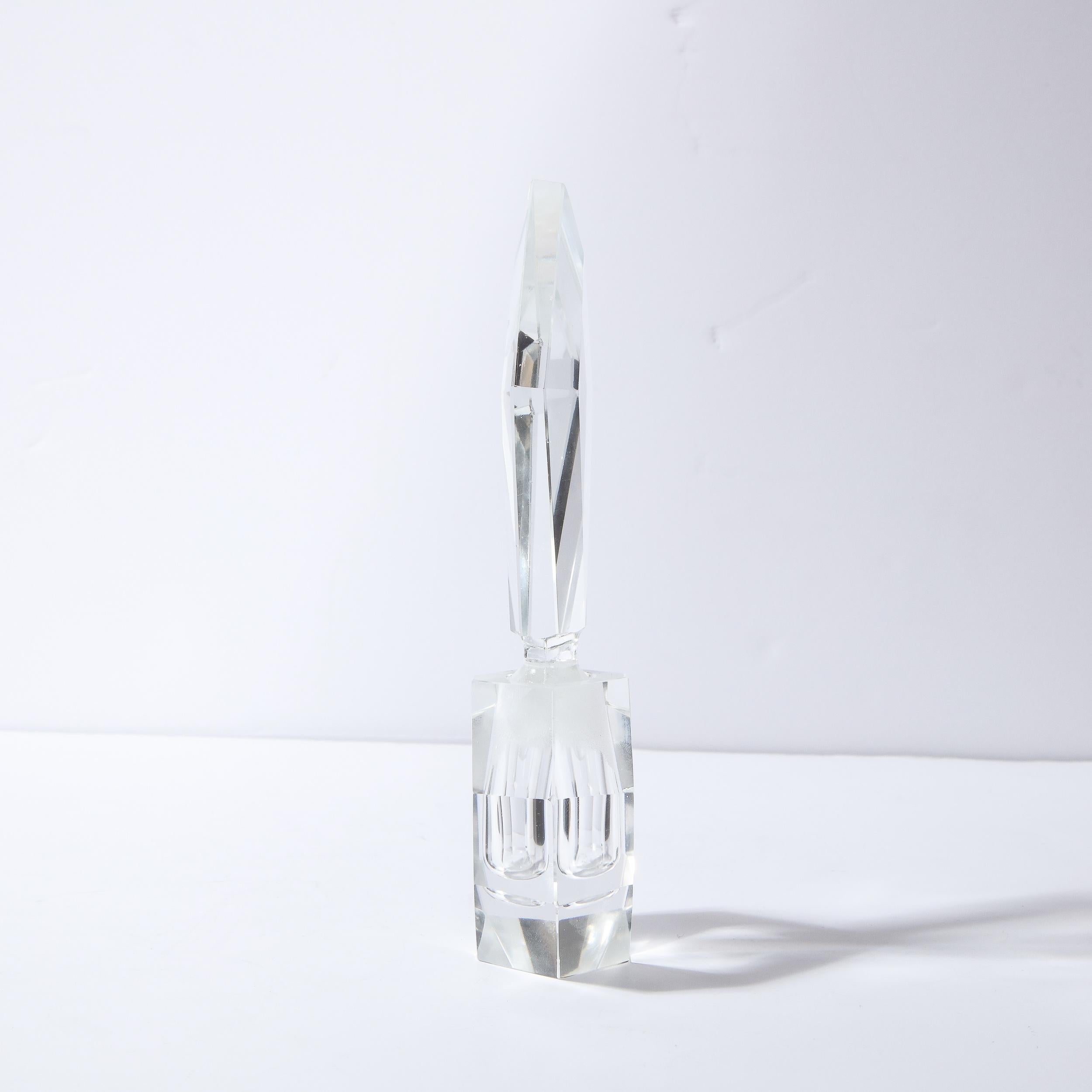 American 1940s Hollywood Regency Faceted Translucent Crystal Perfume Bottle