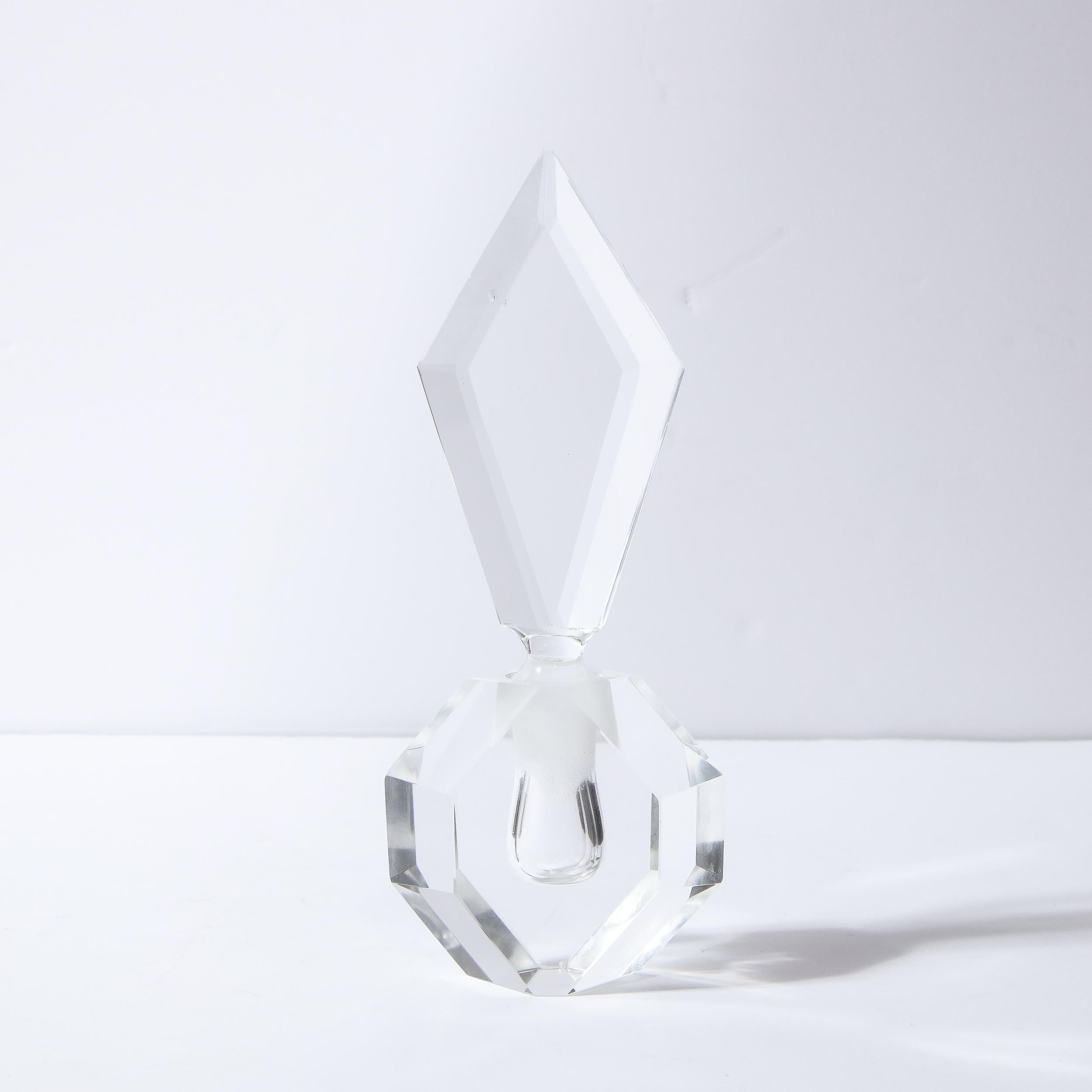 1940s Hollywood Regency Faceted Translucent Crystal Perfume Bottle 1