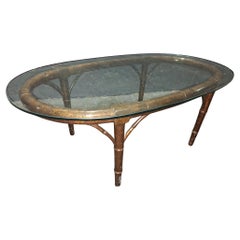 1940's Hollywood Regency Faux Tortoise Shell/ Bamboo Coffee/ Cocktail Table