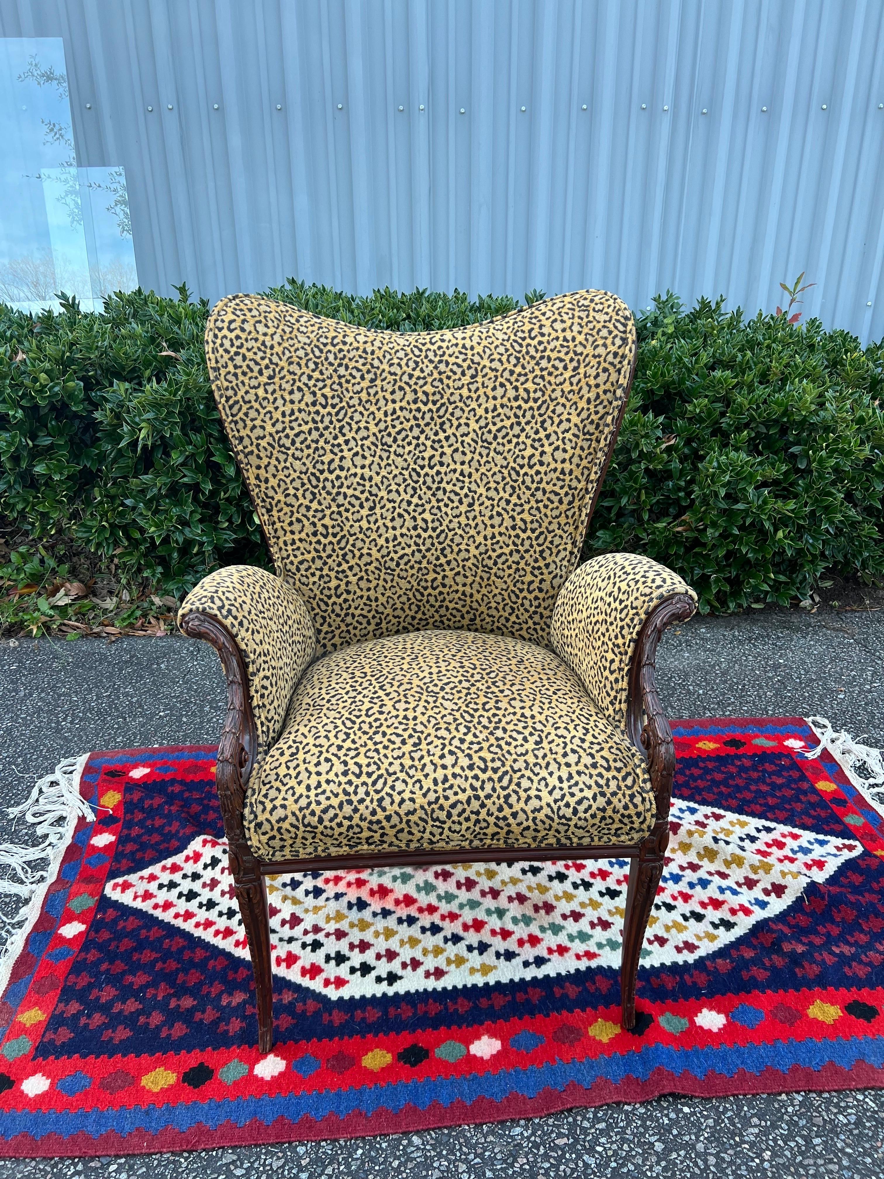 1940s Hollywood Regency Grosfeld House Style fireside Chair With Feathered Arms For Sale 5