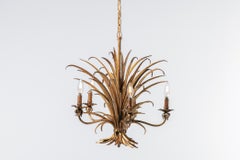 1940s Hollywood Regency Hans Kögl Gilt Sheaf of Wheat Five Arm Chandelier