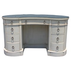 1940s Hollywood Regency Ladies Kidney Shaped Writing Desk -Finished in the Round