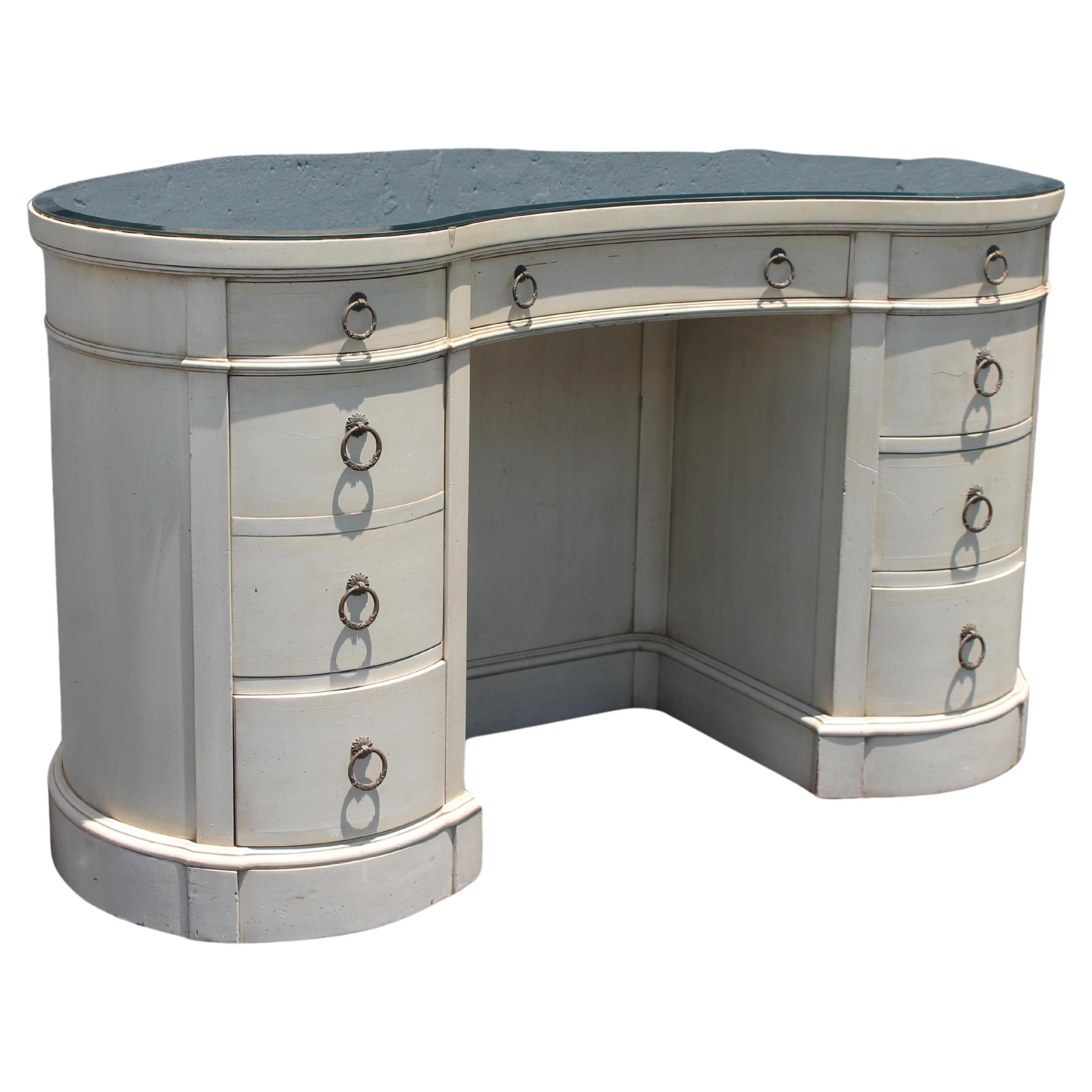 1940s Hollywood Regency Ladies Kidney Shaped Writing Desk -Finished in the Round For Sale
