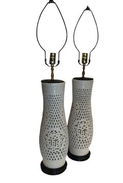 1940s Hollywood Regency Porcelain Table Lamps