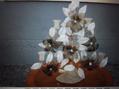 1940's Hollywood Regency Stunning Murano Art Glass Floral Form Candelabra