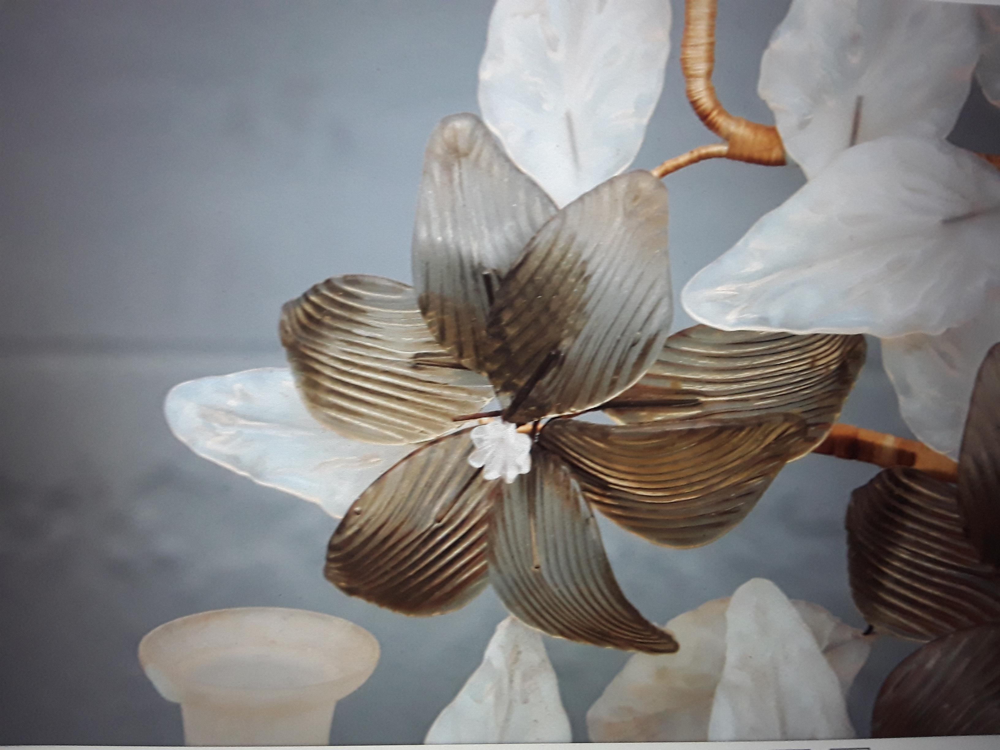 1940's Hollywood Regency Stunning Murano Art Glass Floral Form Candelabra For Sale 2