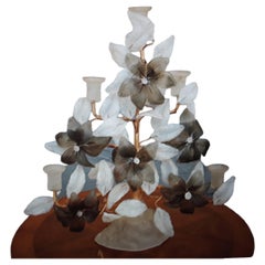 Candelabro in vetro artistico di Murano a forma di fiore del 1940, Hollywood Regency, stupefacente