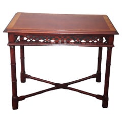 1940's Hollywood Regency Wood Fretted Faux Bamboo Accent/ Side Table