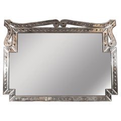 1940s Hollywood Style Venetian Mirror with Bevel and Chain Detailing