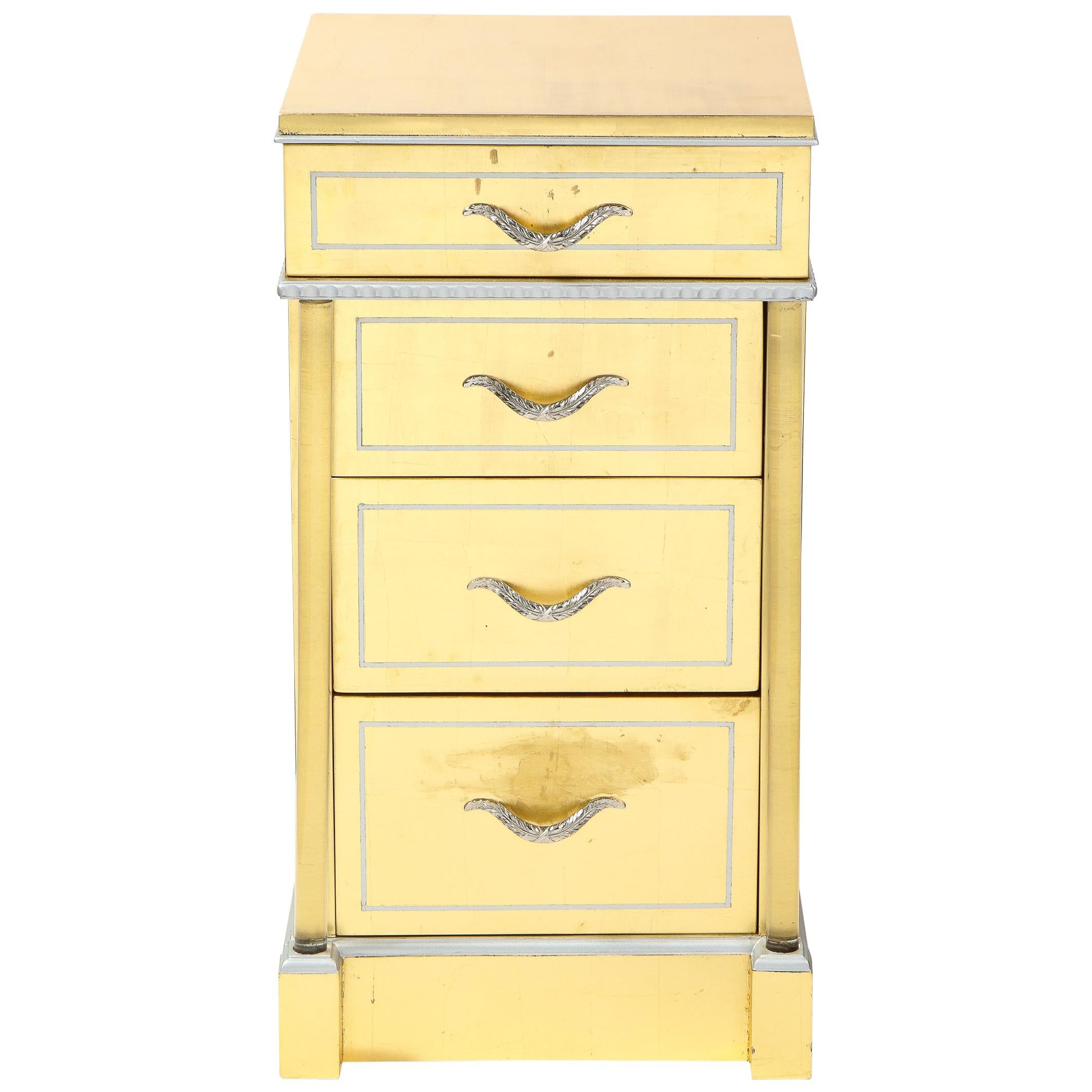 1940s Hollywood White/Yellow Gilt and Lucite Side/End Table by Grosfeld House