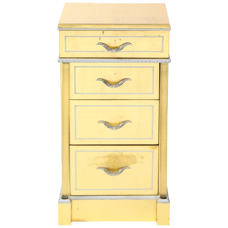 1940s Hollywood White/Yellow Gilt and Lucite Side/End Table by Grosfeld House For Sale