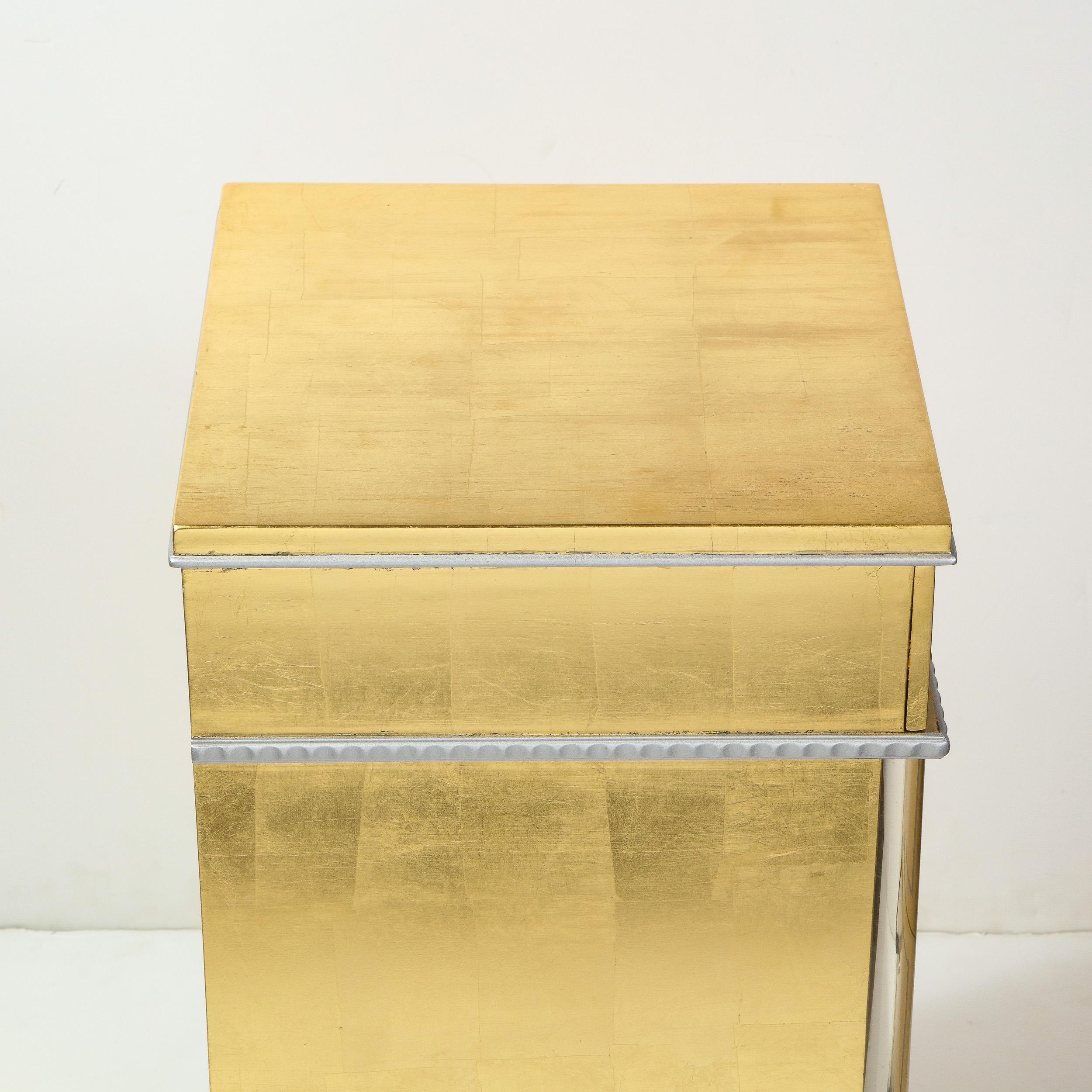 1940s Hollywood White/Yellow Gilt and Lucite Side/End Table by Grosfeld House For Sale 7