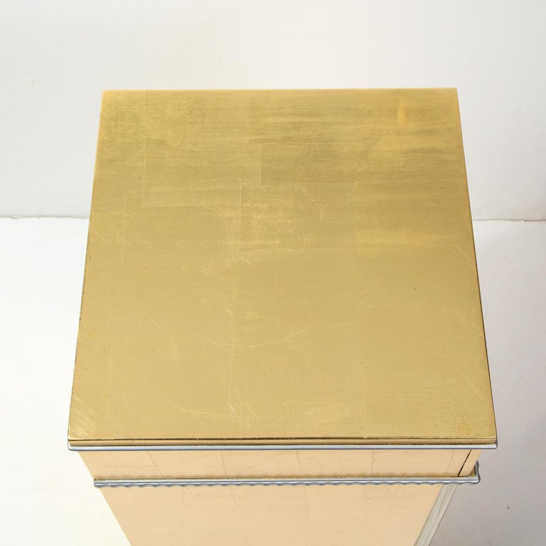 1940s Hollywood White/Yellow Gilt and Lucite Side/End Table by Grosfeld House For Sale 8