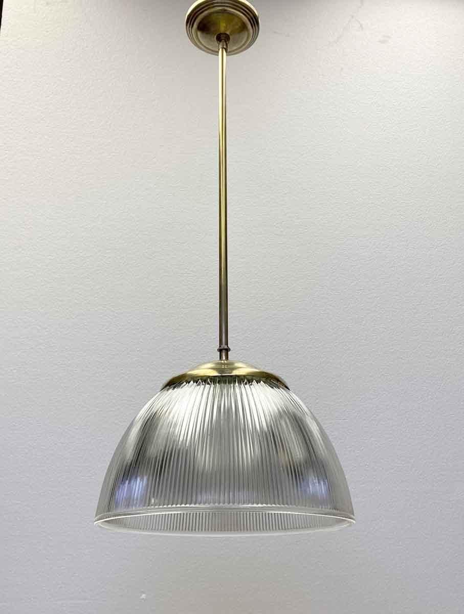American 1940s Holophane Globe Pendant Light with Brass Pole Fitter