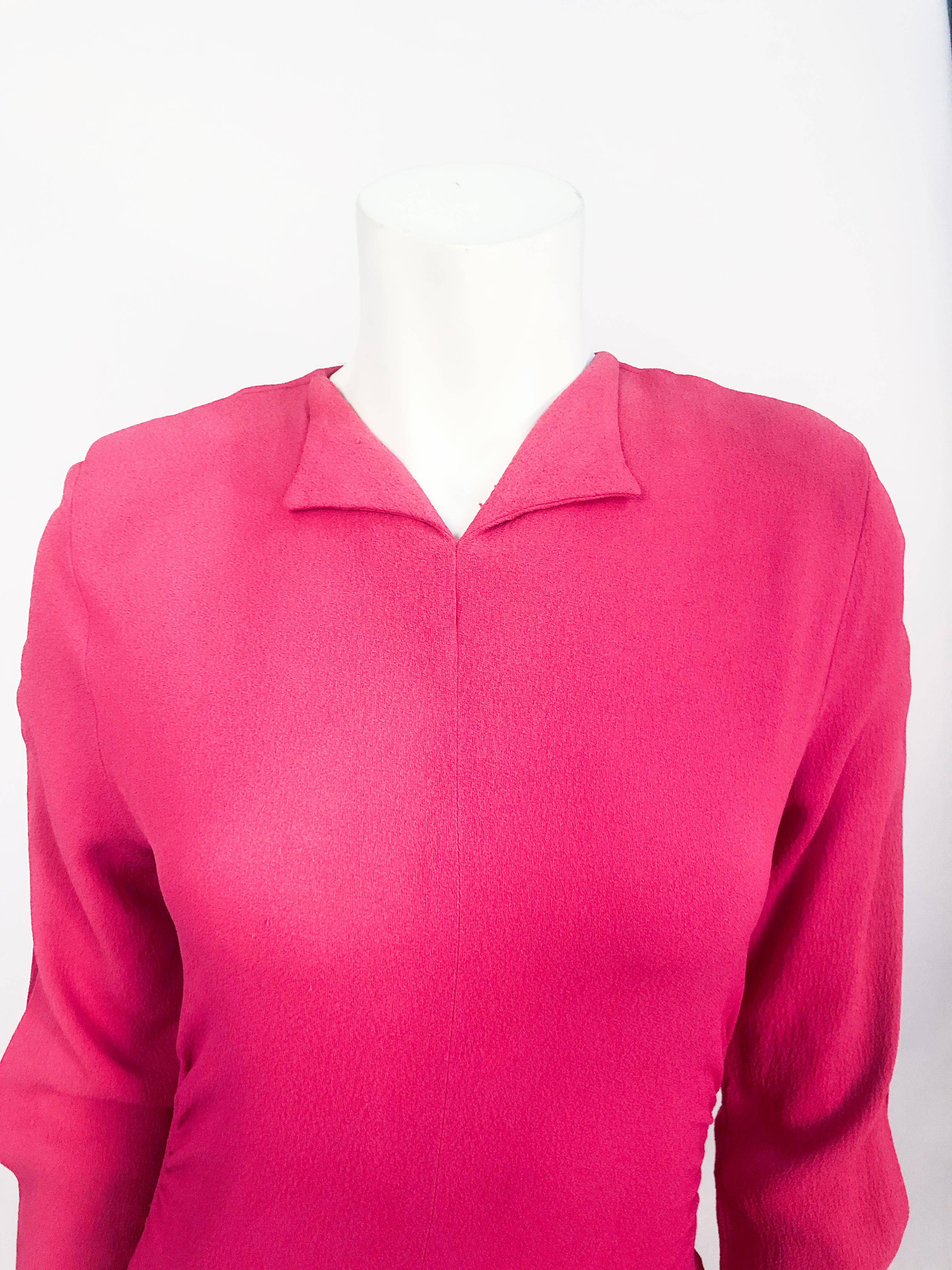 1940s Hot Pink Dress with Flounces and Draped Panels  im Zustand „Gut“ in San Francisco, CA