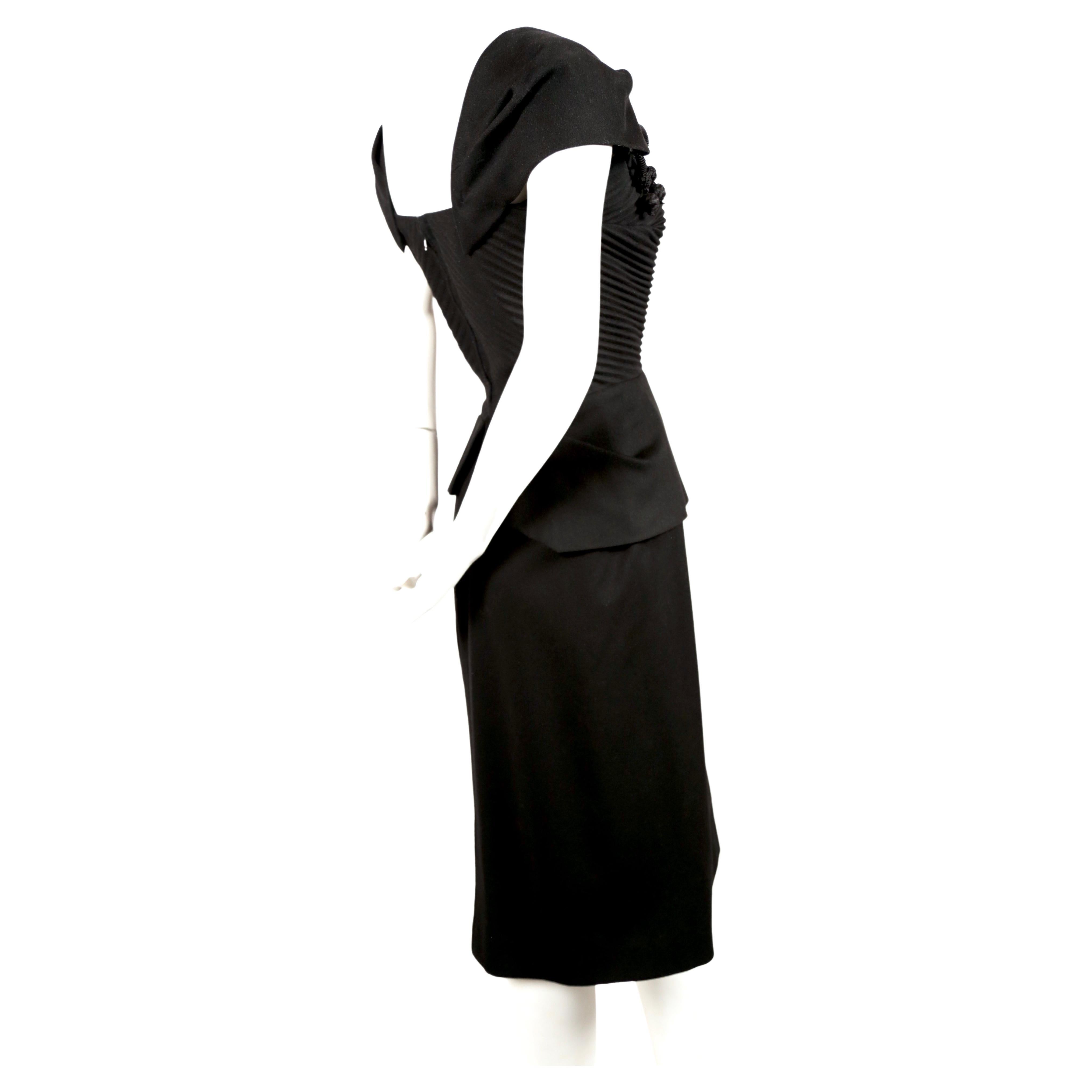 Women's or Men's 1940's HOUSE OF WORTH black wool haute couture dress  For Sale