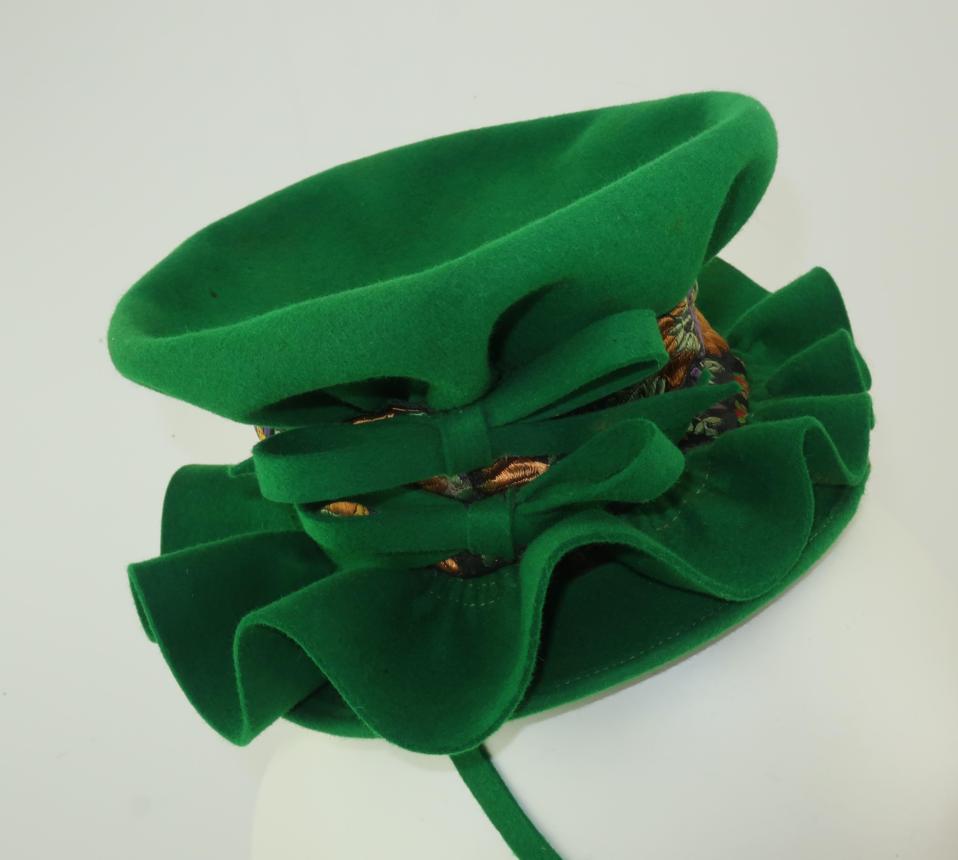 Black 1940's Howard Hodge Green Tilt Fascinator Hat