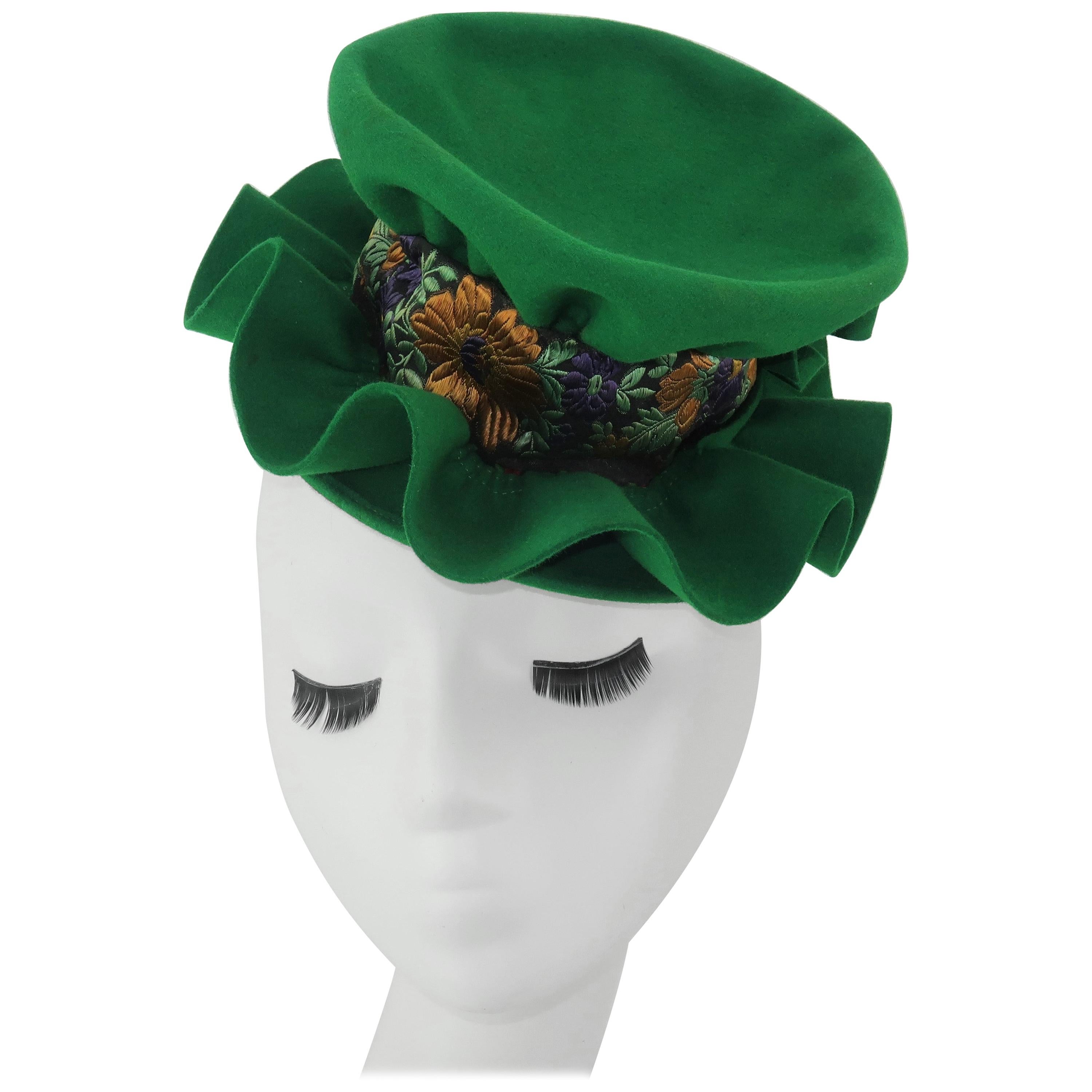 1940's Howard Hodge Green Tilt Fascinator Hat