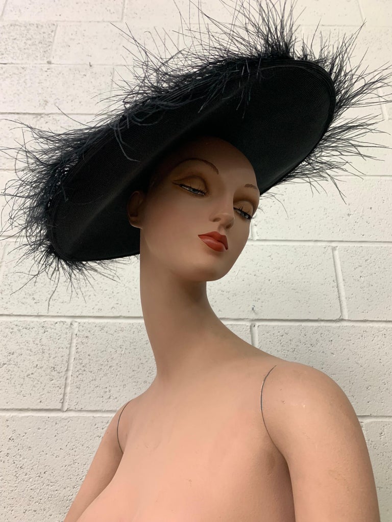 1940s I Magnin Goth Straw Cartwheel Hat w Low Crown and  display picture 1