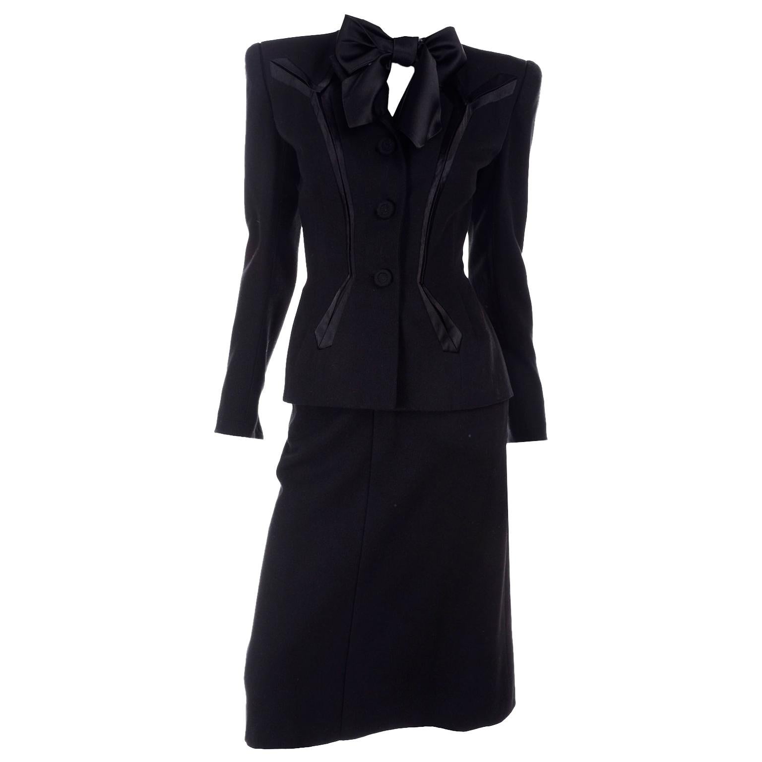 Courreges Vintage Black Wool Mod Jacket + Skirt 2-Piece Suit Set ...