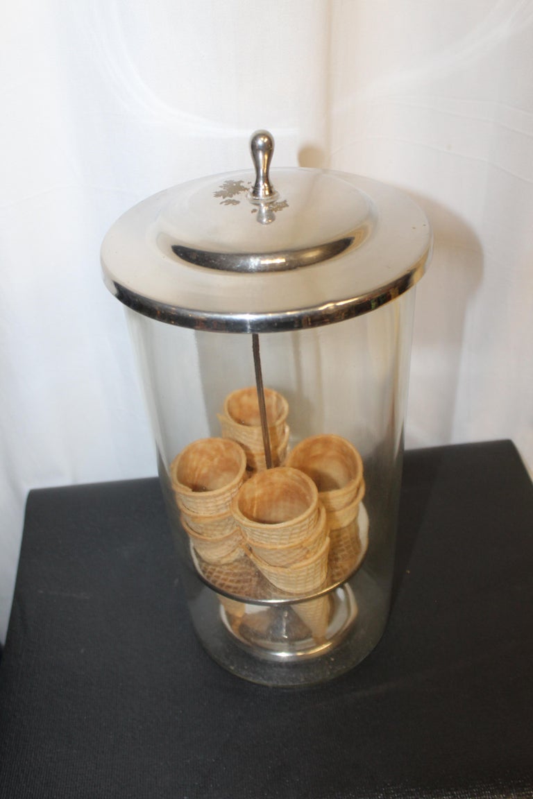 1940s Ice Cream Cone Glass Dispenser / Holder For Sale at 1stDibs