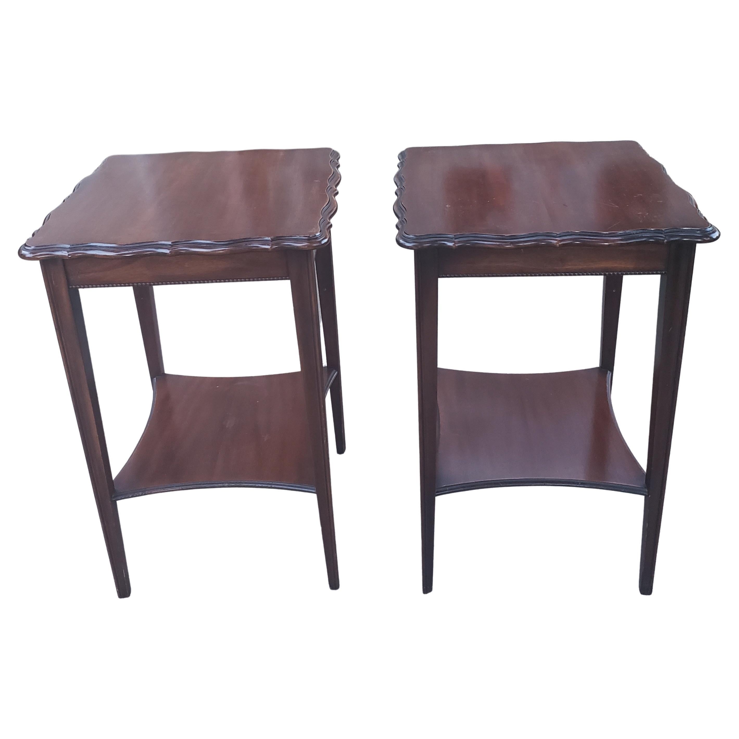 Mid-20th Century 1940s Imperial Grand Rapids Solid Mahogany Tiered Side Tables