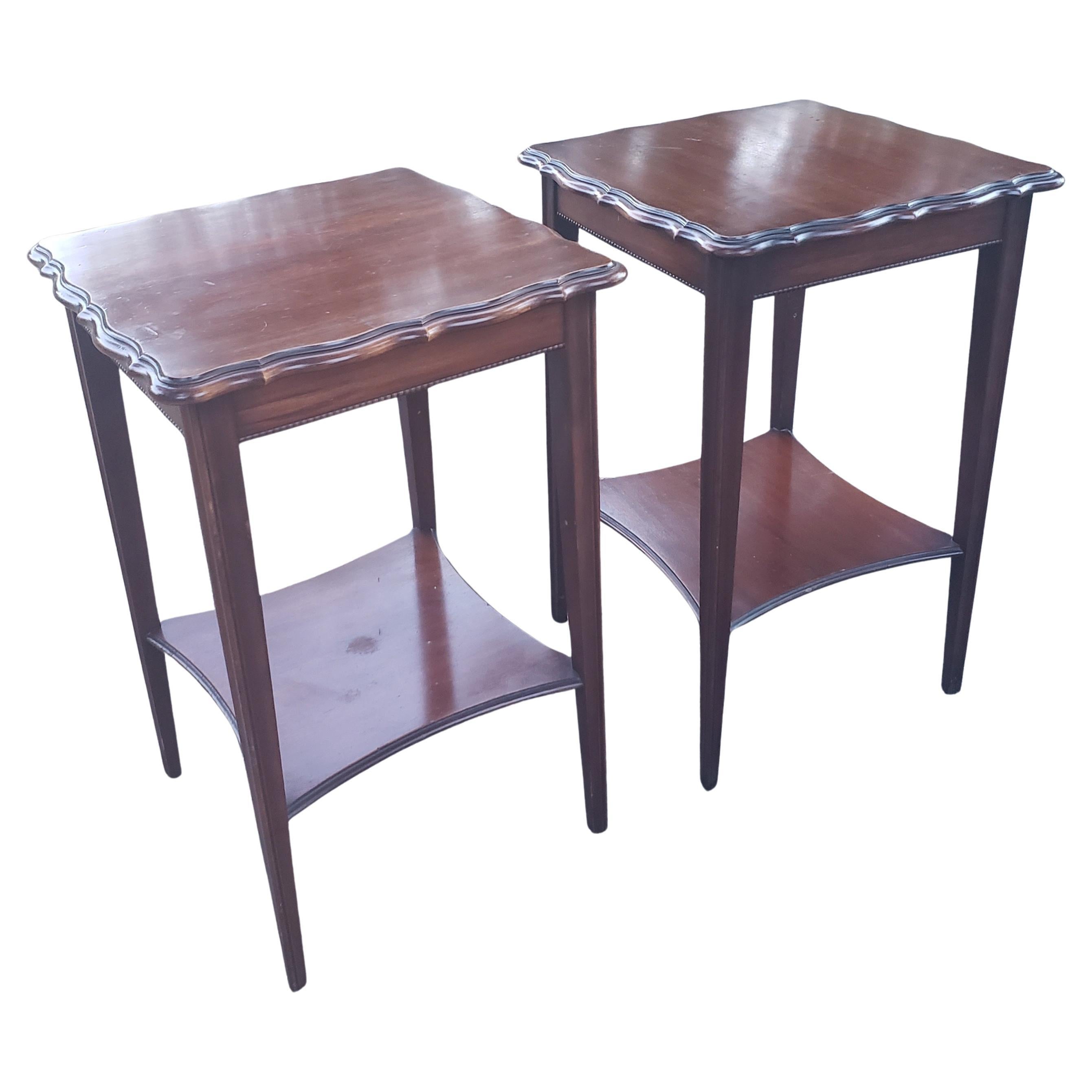 American 1940s Imperial Grand Rapids Solid Mahogany Tiered Side Tables