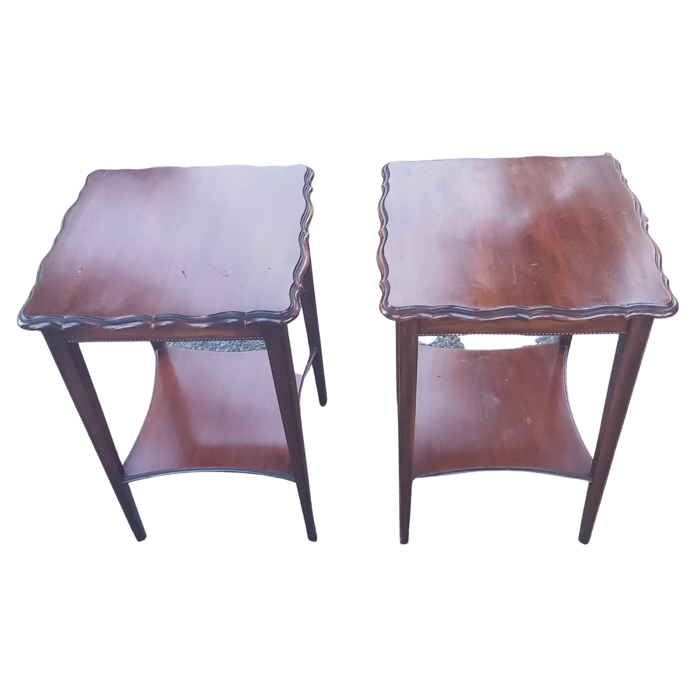 Woodwork 1940s Imperial Grand Rapids Solid Mahogany Tiered Side Tables